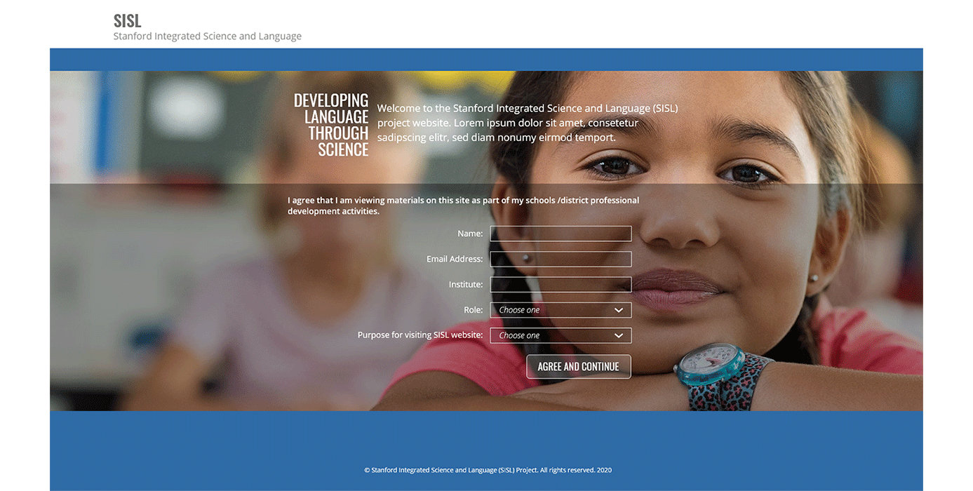 screen capture of web page: home page for Stanford University, Integrated Science and Language website